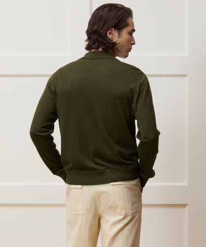 Todd Snyder Merino Full-Zip Sweater Polo - Snyder Olive