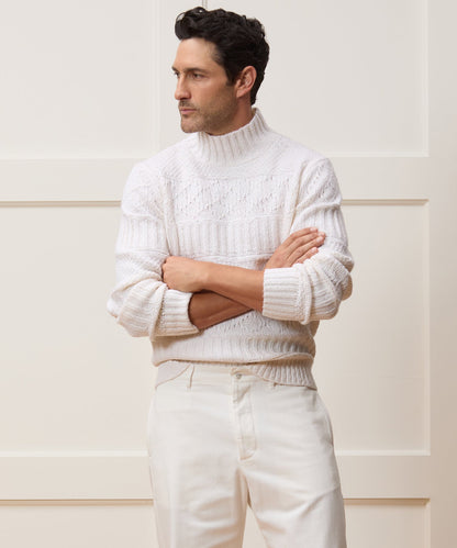 Todd Snyder Aran Funnel Neck Sweater - Bisque