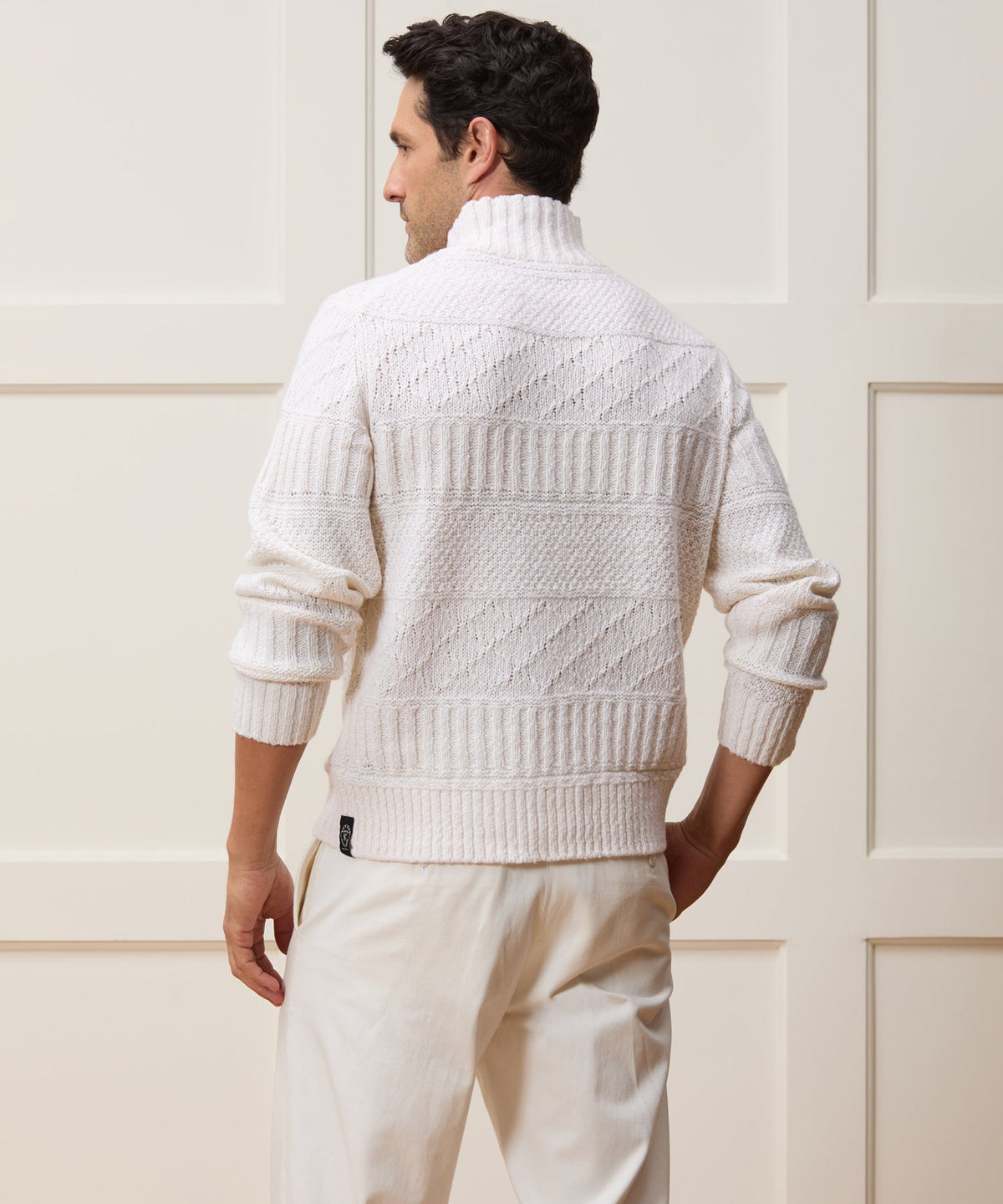 Todd Snyder Aran Funnel Neck Sweater - Bisque