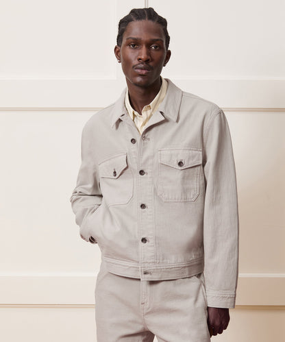 Todd Snyder Cropped Denim Eisenhower Jacket - Stone