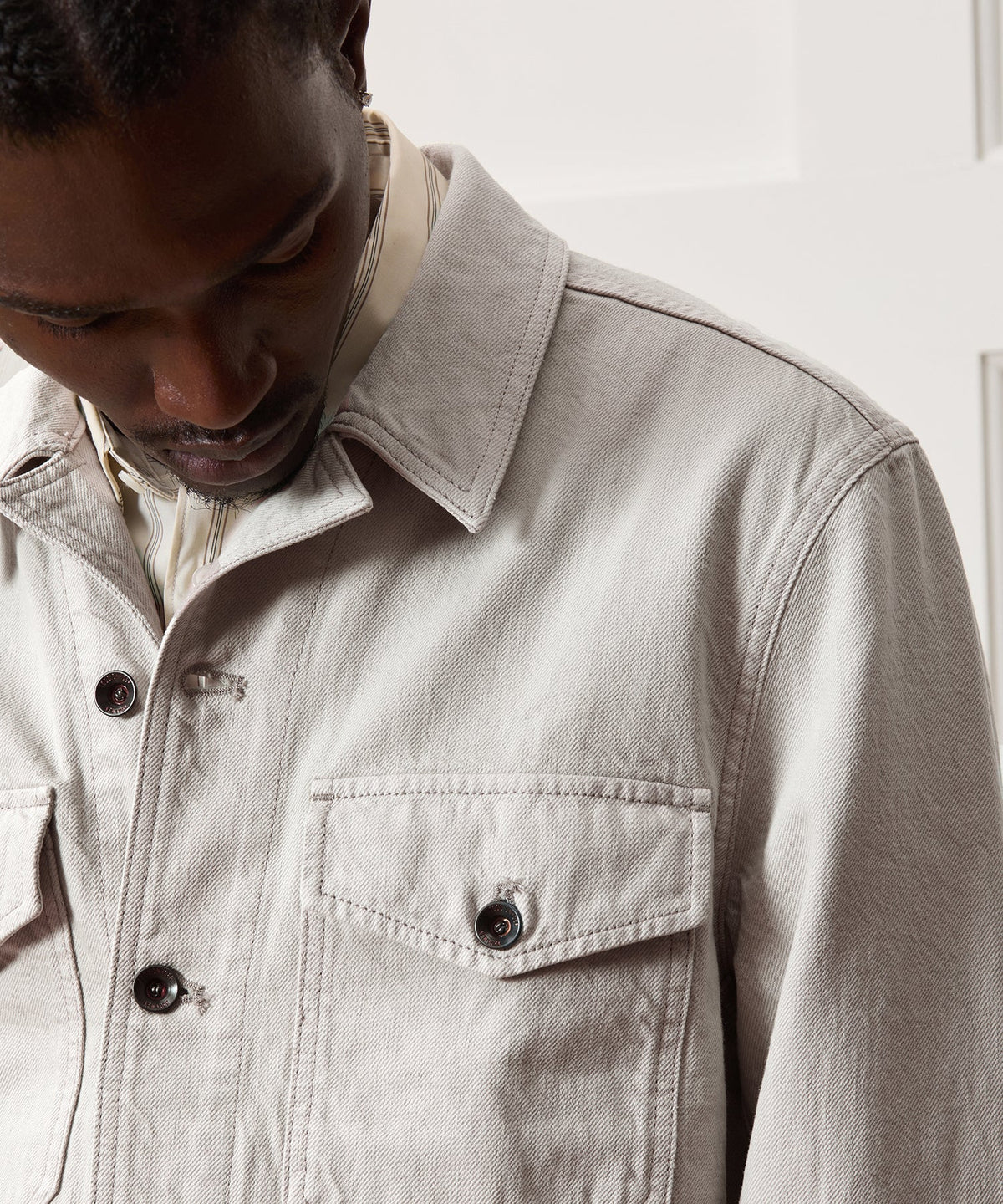 Todd Snyder Cropped Denim Eisenhower Jacket - Stone