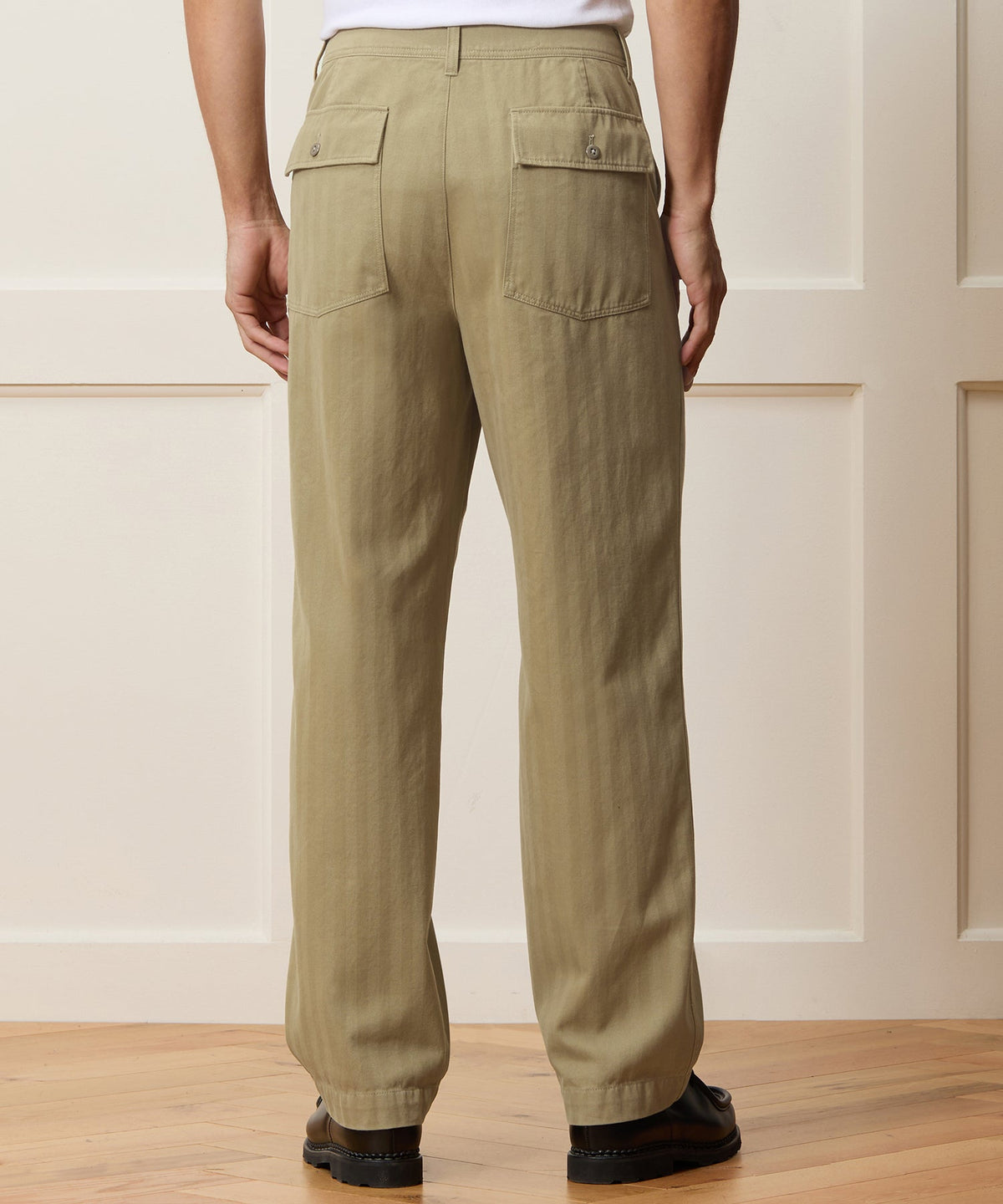 Todd Snyder Relaxed Herringbone Twill Camp Pant - Tan