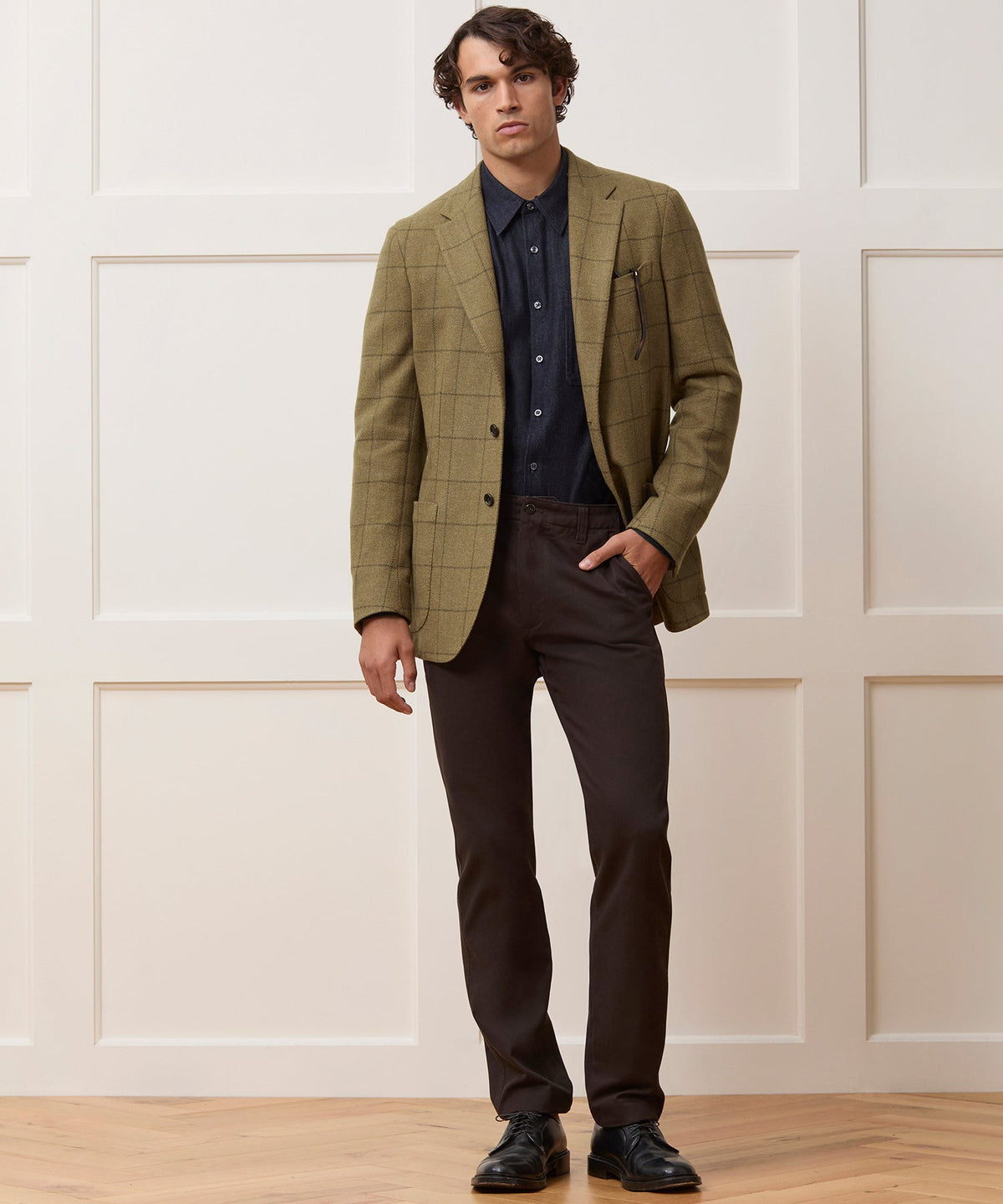Todd Snyder Italian Wool Windowpane Sport Coat - Olive