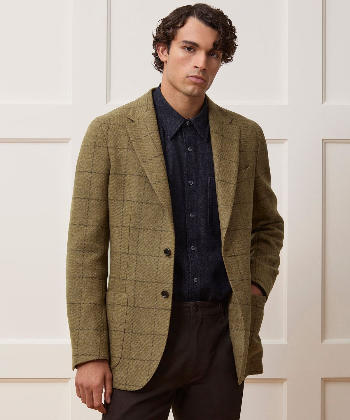 Todd Snyder Italian Wool Windowpane Sport Coat - Olive