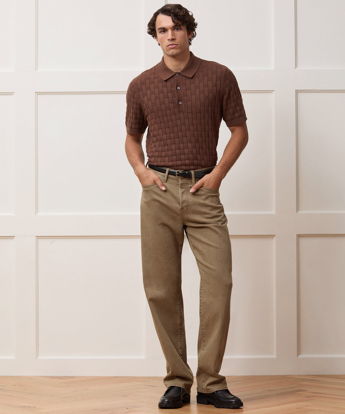 Todd Snyder Relaxed 5-Pocket Pleated Jean - Brown