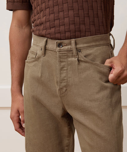 Todd Snyder Relaxed 5-Pocket Pleated Jean - Brown
