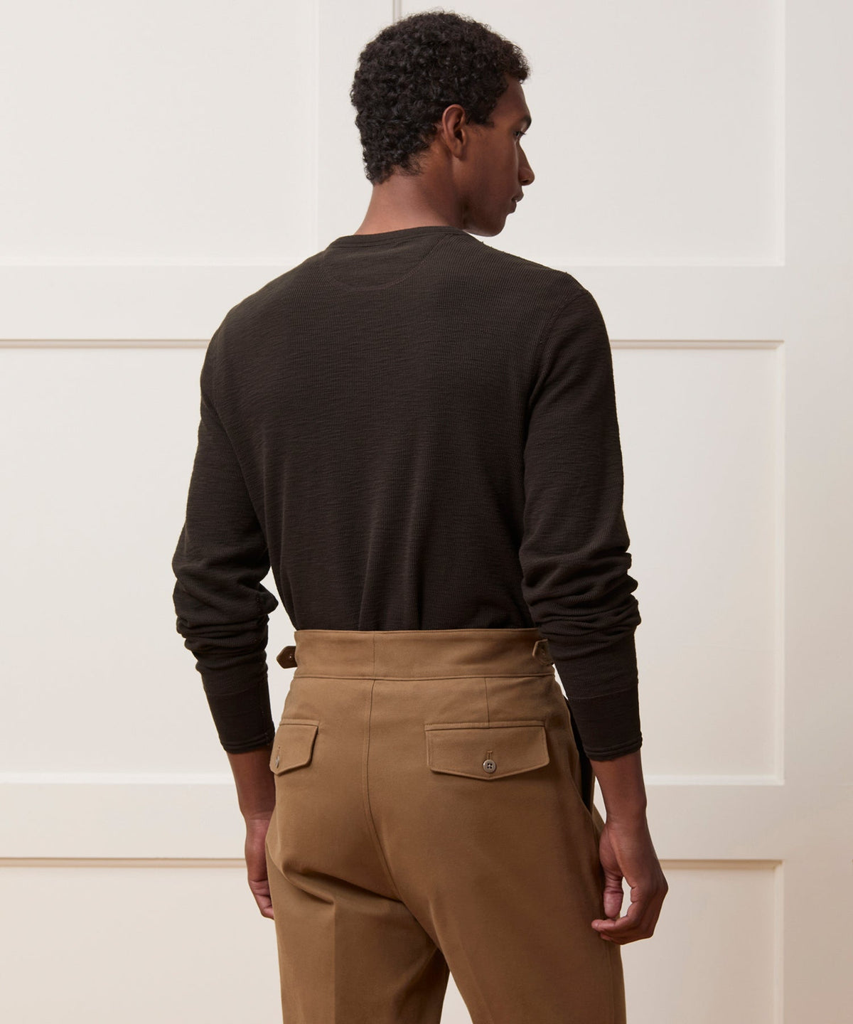 Todd Snyder Lightweight Mini Waffle Henley - Caviar