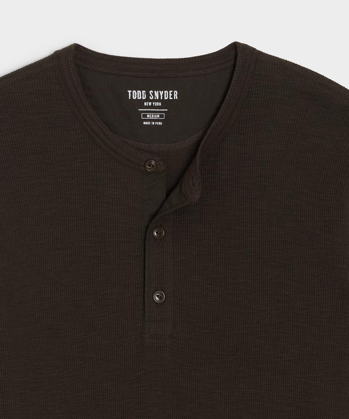 Todd Snyder Lightweight Mini Waffle Henley - Caviar
