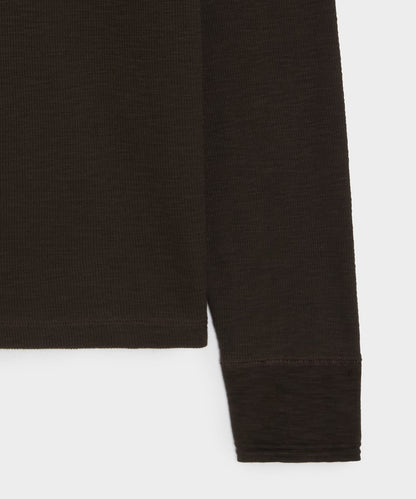 Todd Snyder Lightweight Mini Waffle Henley - Caviar