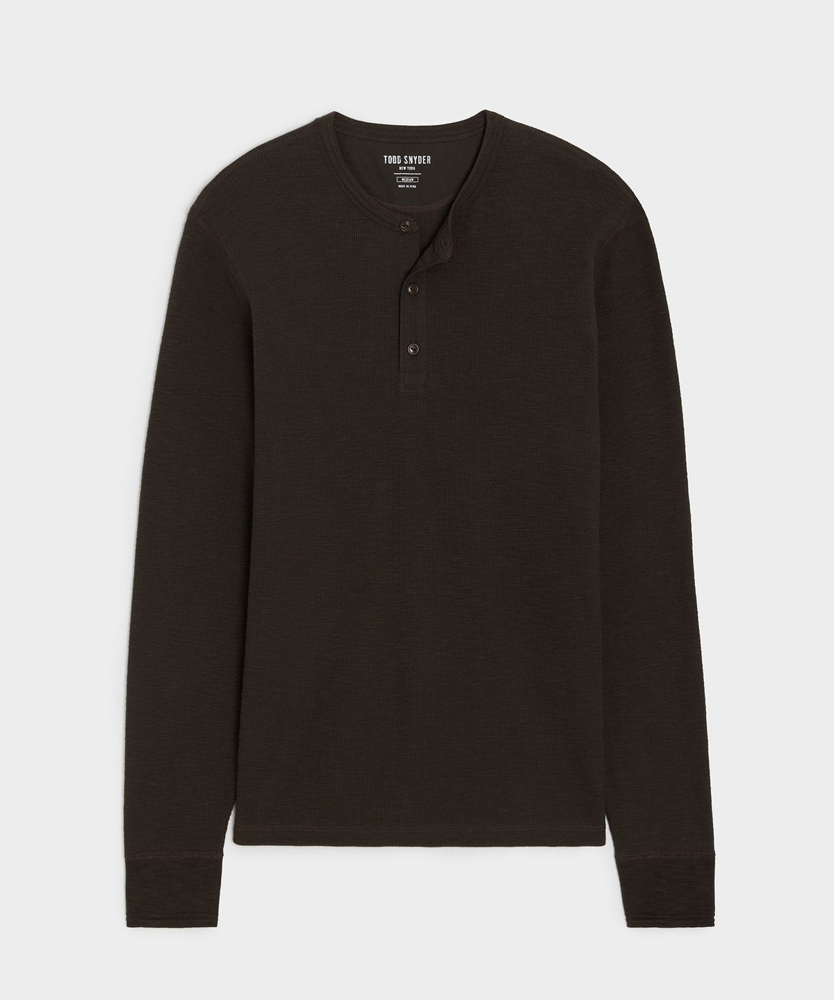 Todd Snyder Lightweight Mini Waffle Henley - Caviar