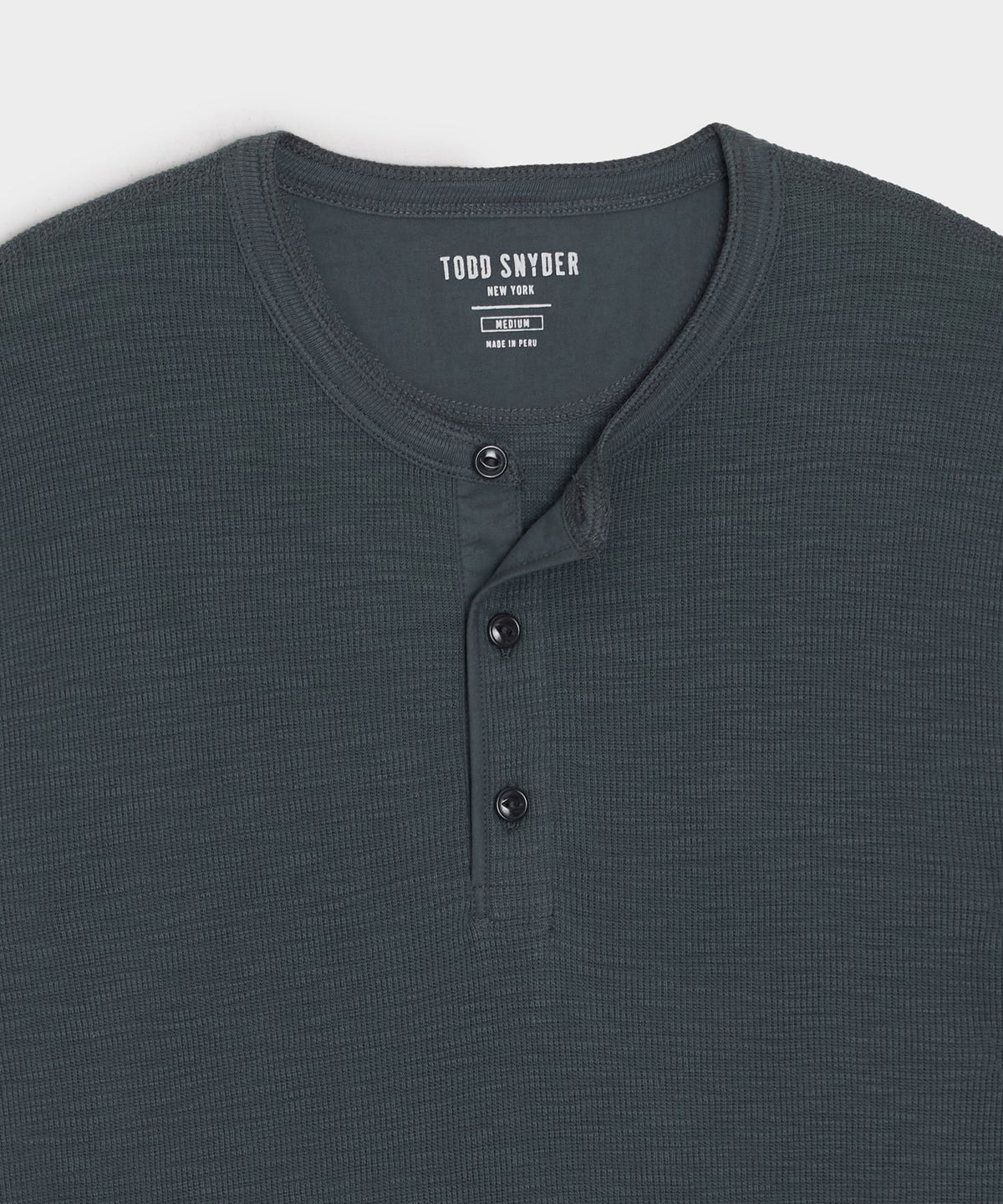 Todd Snyder Lightweight Mini Waffle Henley - Dark Graphite