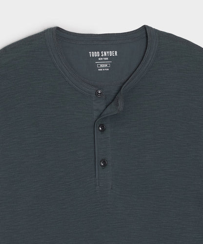 Todd Snyder Lightweight Mini Waffle Henley - Dark Graphite