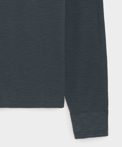 Todd Snyder Lightweight Mini Waffle Henley - Dark Graphite