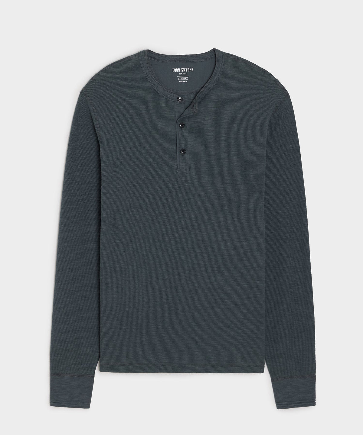 Todd Snyder Lightweight Mini Waffle Henley - Dark Graphite