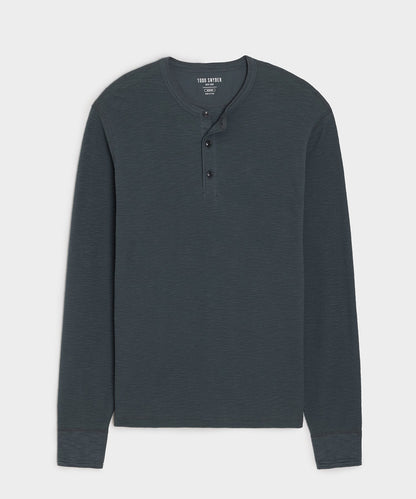 Todd Snyder Lightweight Mini Waffle Henley - Dark Graphite