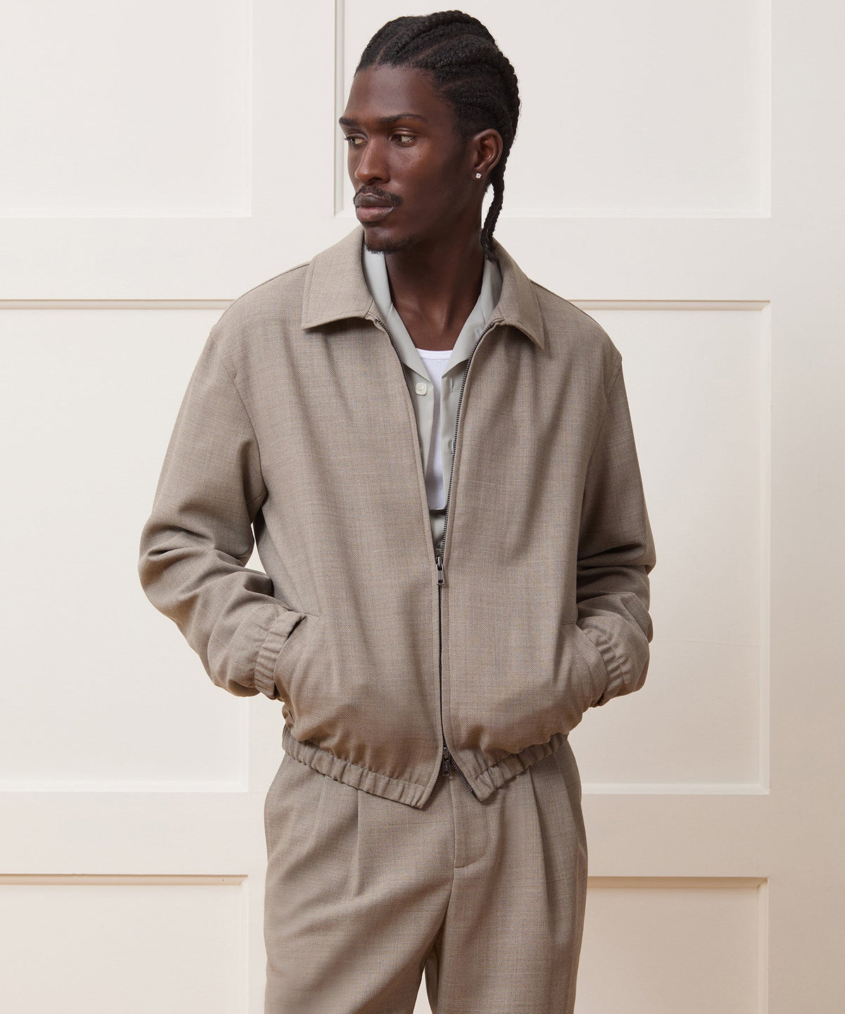 Todd Snyder Lightweight Italian Wool Bomber Jacket - Oatmeal