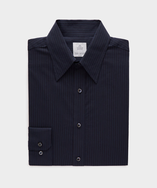 Todd Snyder Lightweight Flannel Long Point Collar Dress Shirt - Navy