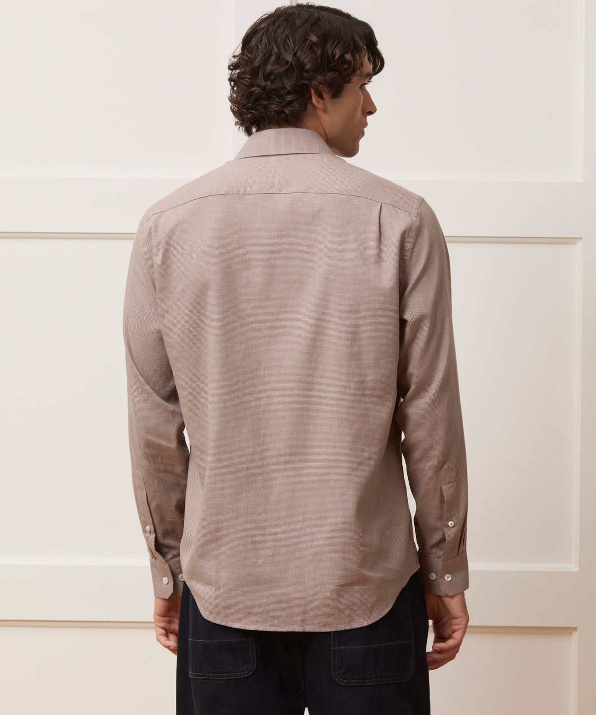 Todd Snyder Lightweight Flannel Long Point Collar Dress Shirt - Light Brown