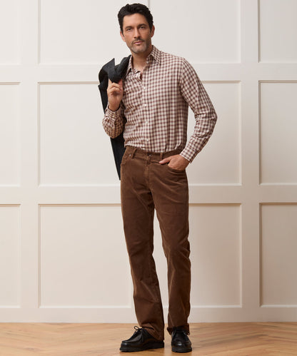 Todd Snyder Lightweight Flannel Long Point Collar Dress Shirt - Brown