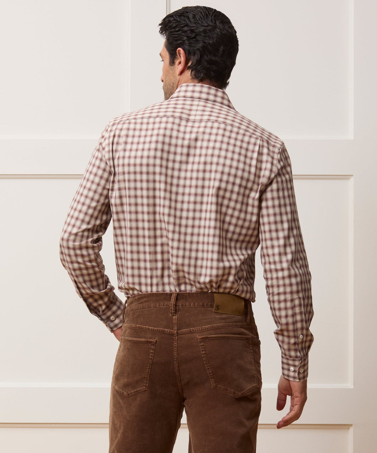 Todd Snyder Lightweight Flannel Long Point Collar Dress Shirt - Brown