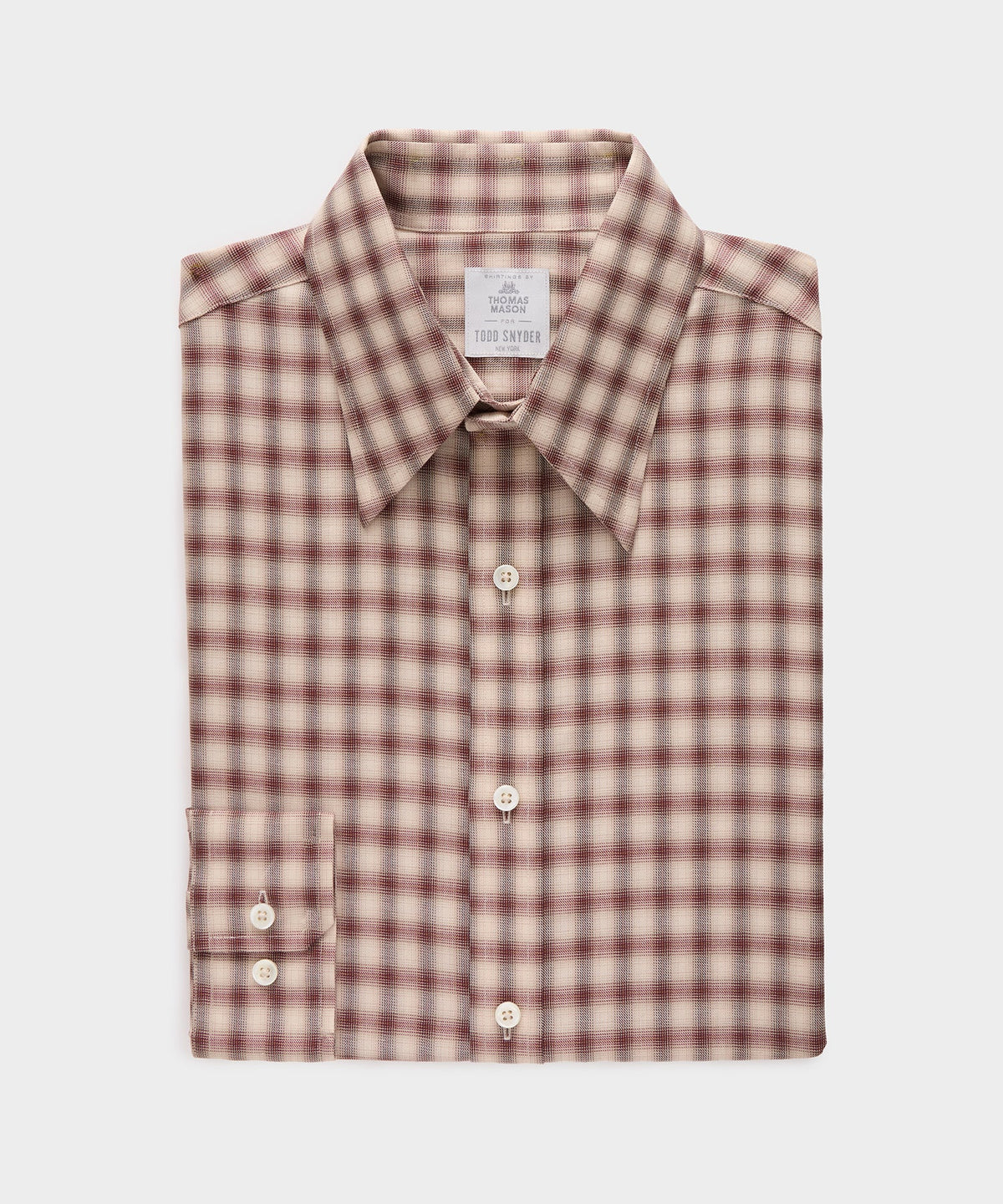 Todd Snyder Lightweight Flannel Long Point Collar Dress Shirt - Brown