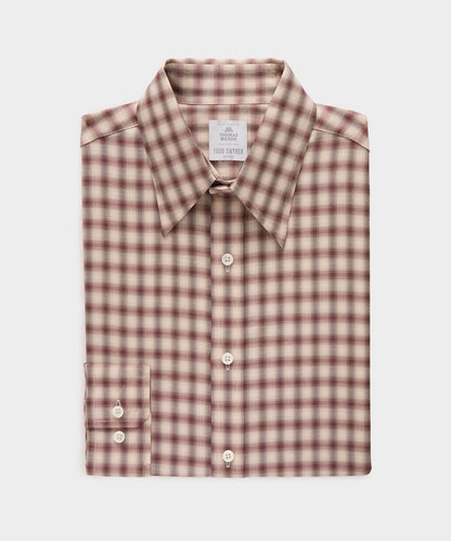 Todd Snyder Lightweight Flannel Long Point Collar Dress Shirt - Brown