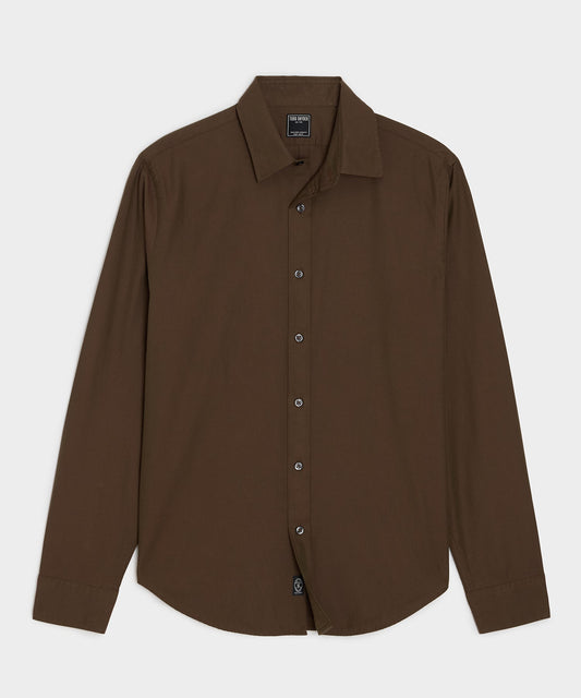 Todd Snyder Cotton Twill Long Point Collar Shirt - Dark Brown