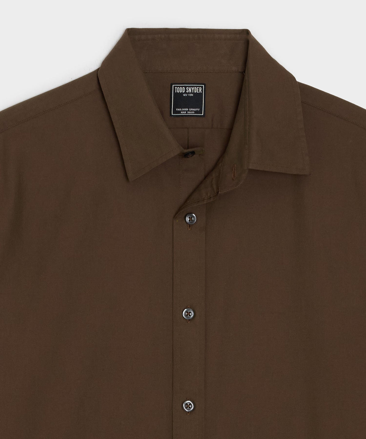 Todd Snyder Cotton Twill Long Point Collar Shirt - Dark Brown