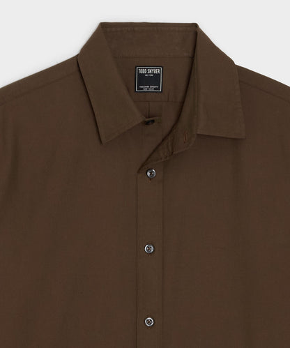 Todd Snyder Cotton Twill Long Point Collar Shirt - Dark Brown