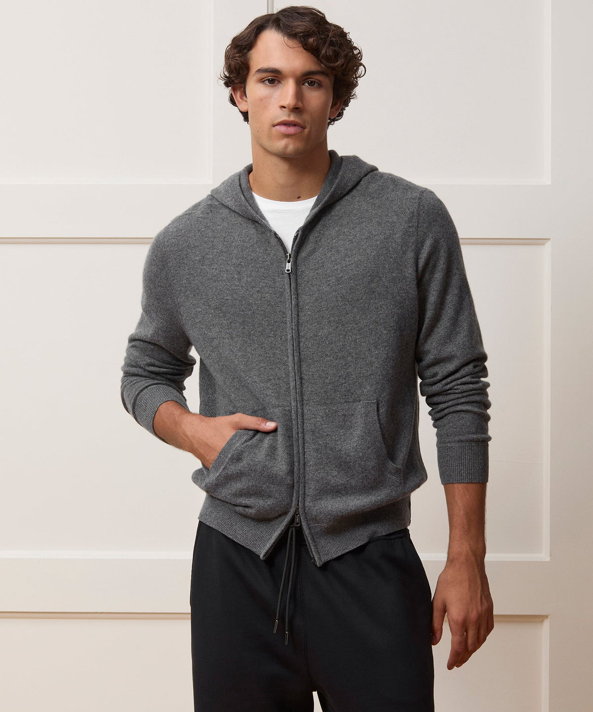 Todd Snyder Cashmere Full-Zip Hoodie - Charcoal