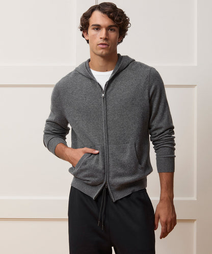 Todd Snyder Cashmere Full-Zip Hoodie - Charcoal