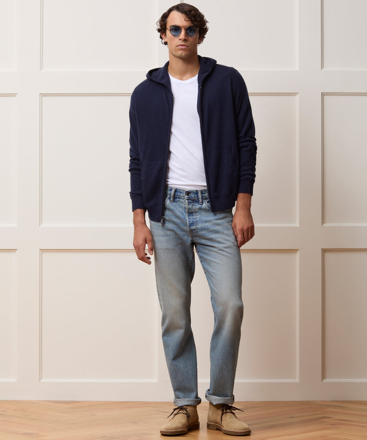 Todd Snyder Cashmere Full-Zip Hoodie - Navy