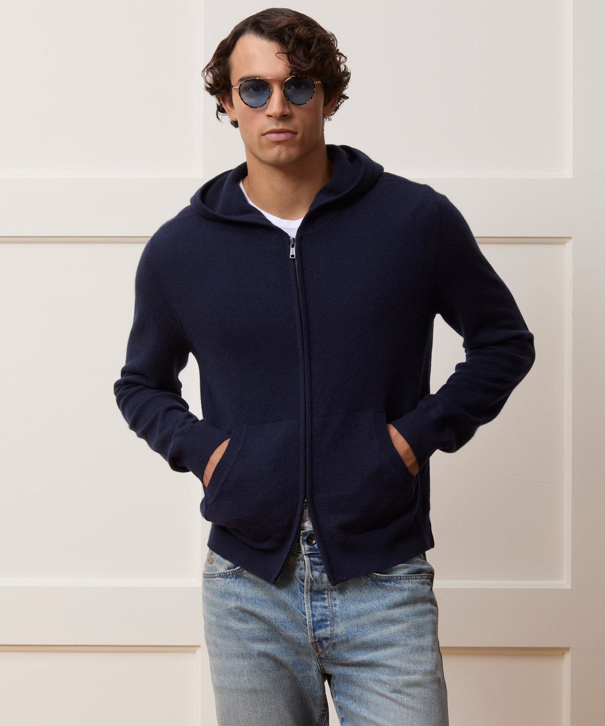 Todd Snyder Cashmere Full-Zip Hoodie - Navy
