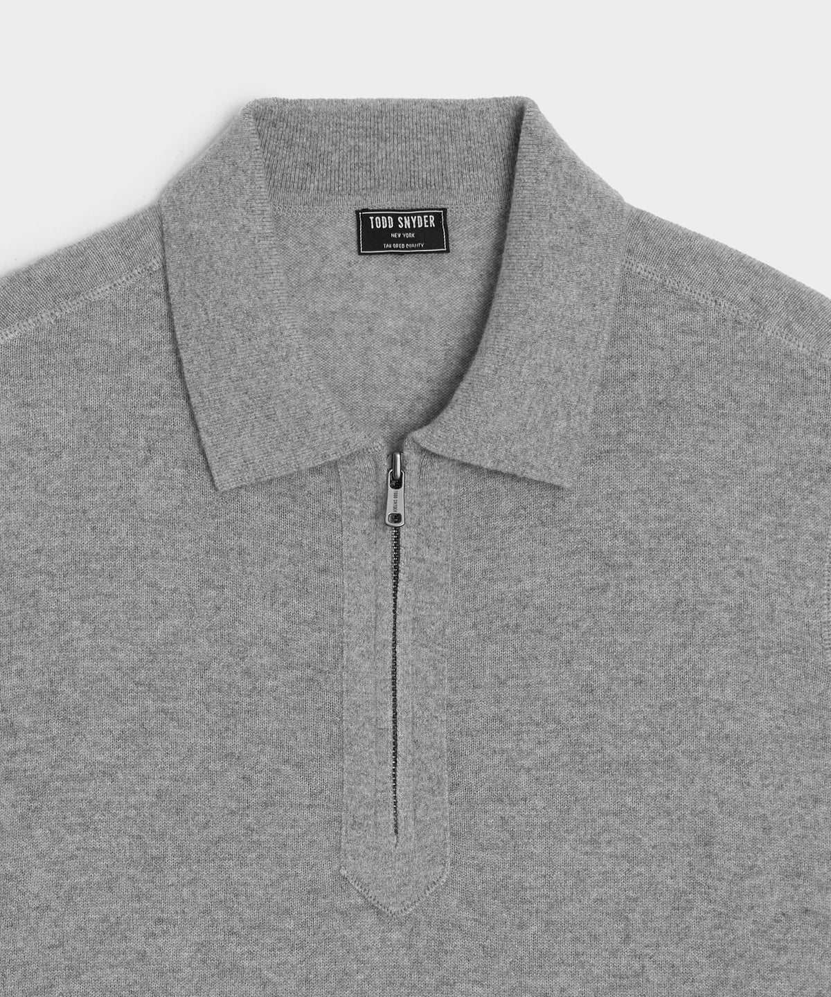 Todd Snyder Cashmere Quarter-Zip Sweater Polo - Heather Grey