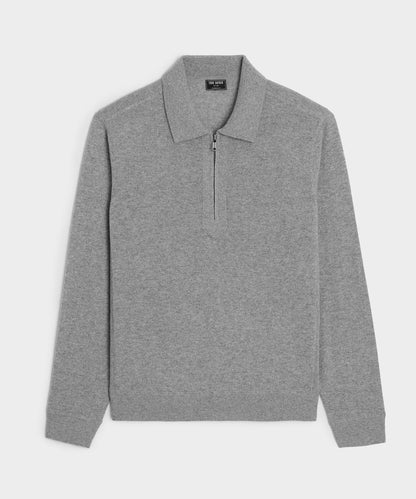 Todd Snyder Cashmere Quarter-Zip Sweater Polo - Heather Grey
