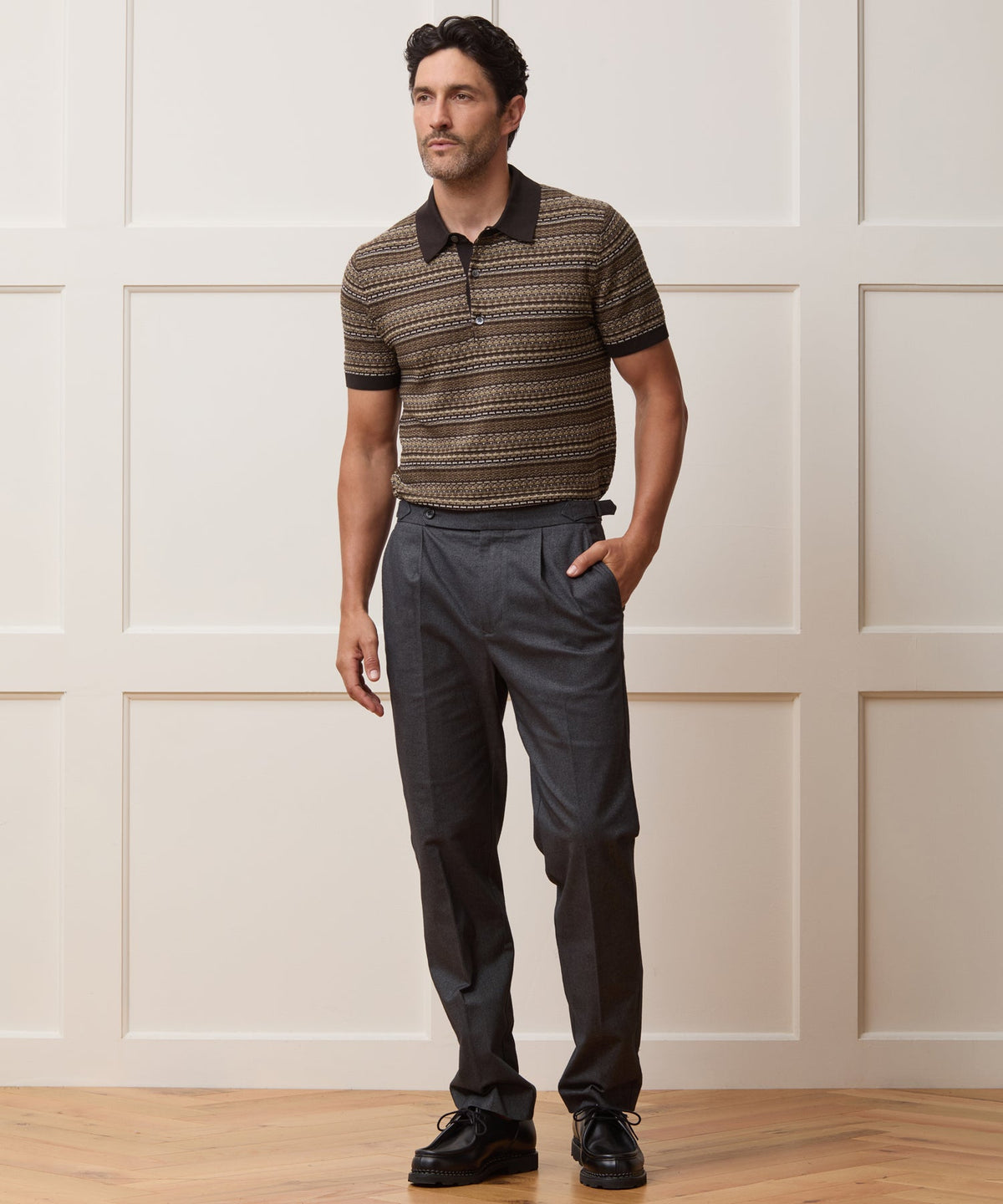 Todd Snyder Silk-Cotton Sweater Polo - Saddle Brown