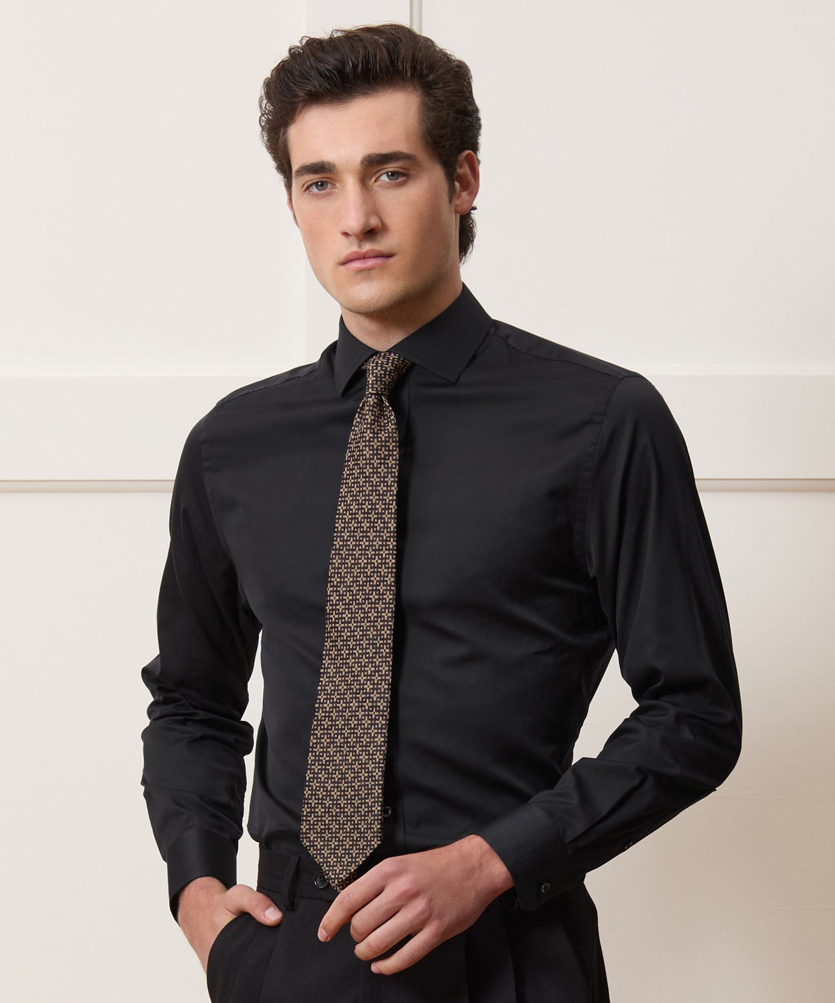 Todd Snyder Slim Cotton-Silk Spread Collar Dress Shirt - Black