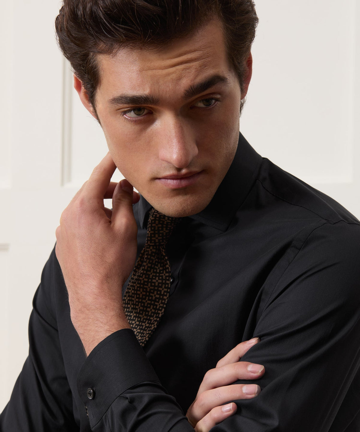 Todd Snyder Slim Cotton-Silk Spread Collar Dress Shirt - Black
