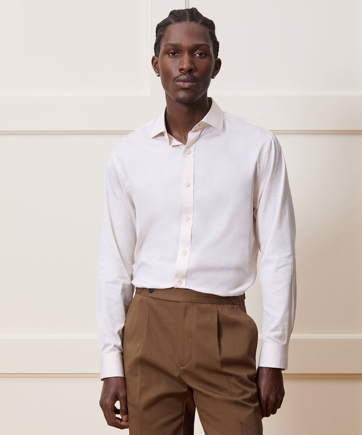 Todd Snyder Slim Cotton-Silk Spread Collar Dress Shirt - Cream