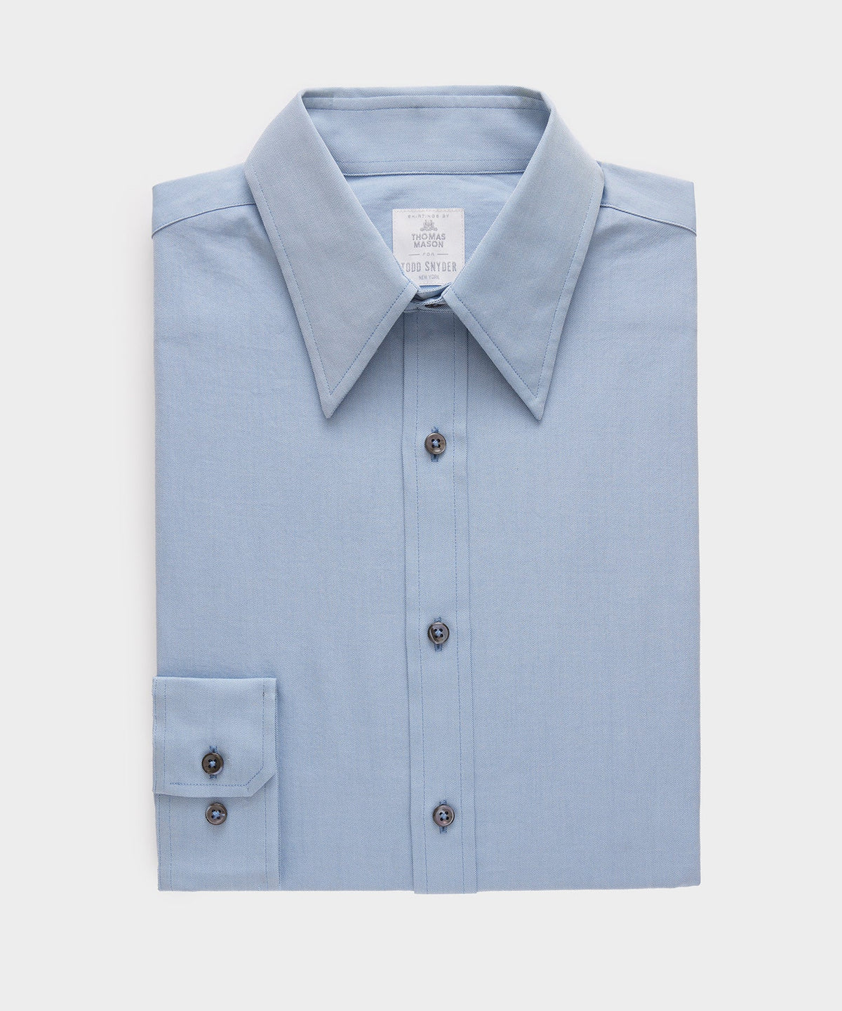 Todd Snyder Slim Twill Long Collar Dress Shirt - Denim Blue