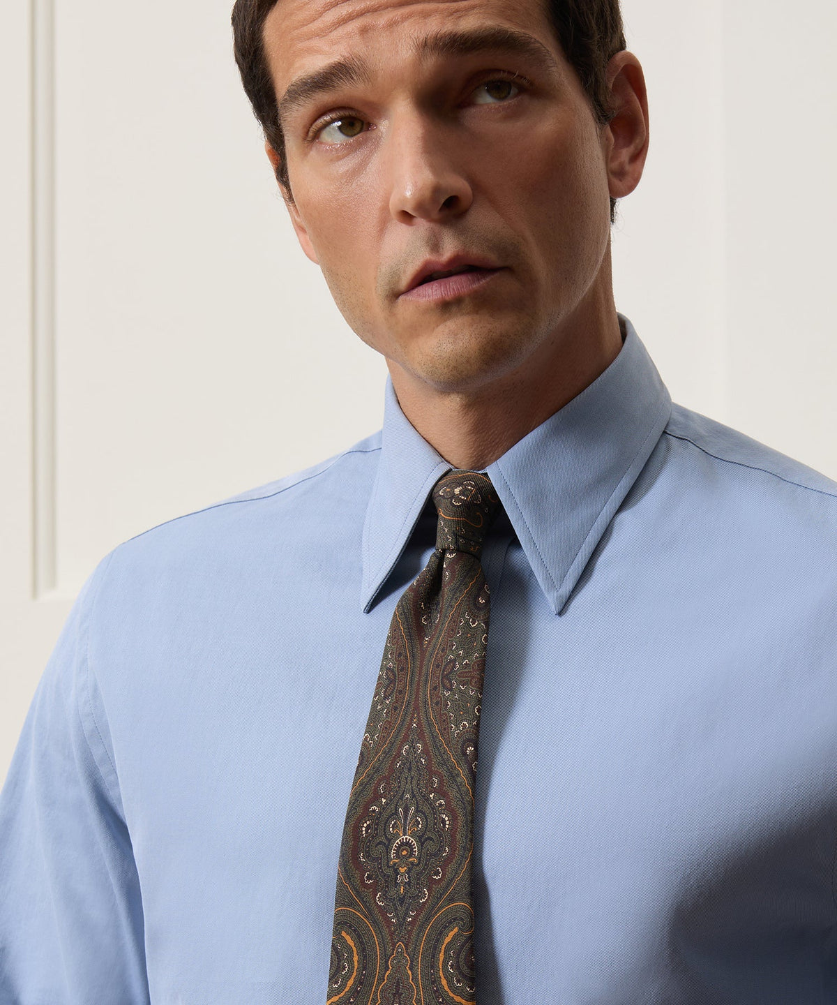 Todd Snyder Slim Twill Long Collar Dress Shirt - Denim Blue