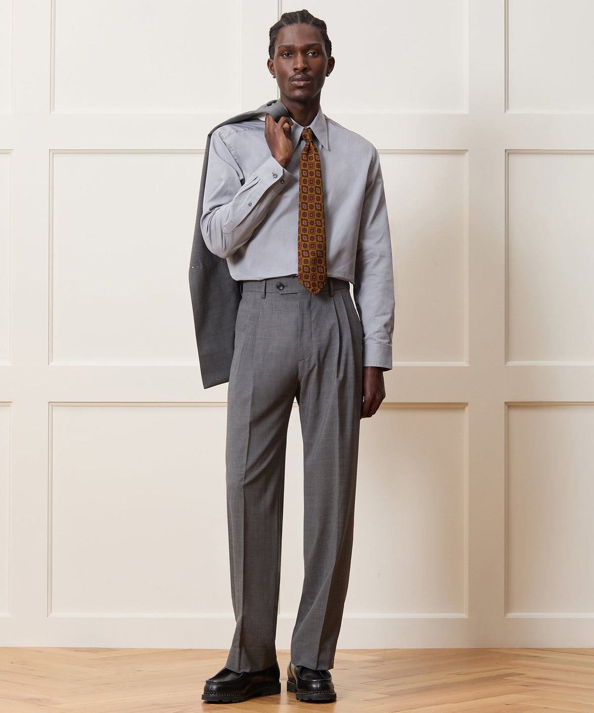 Todd Snyder Slim Twill Long Collar Dress Shirt - Grey