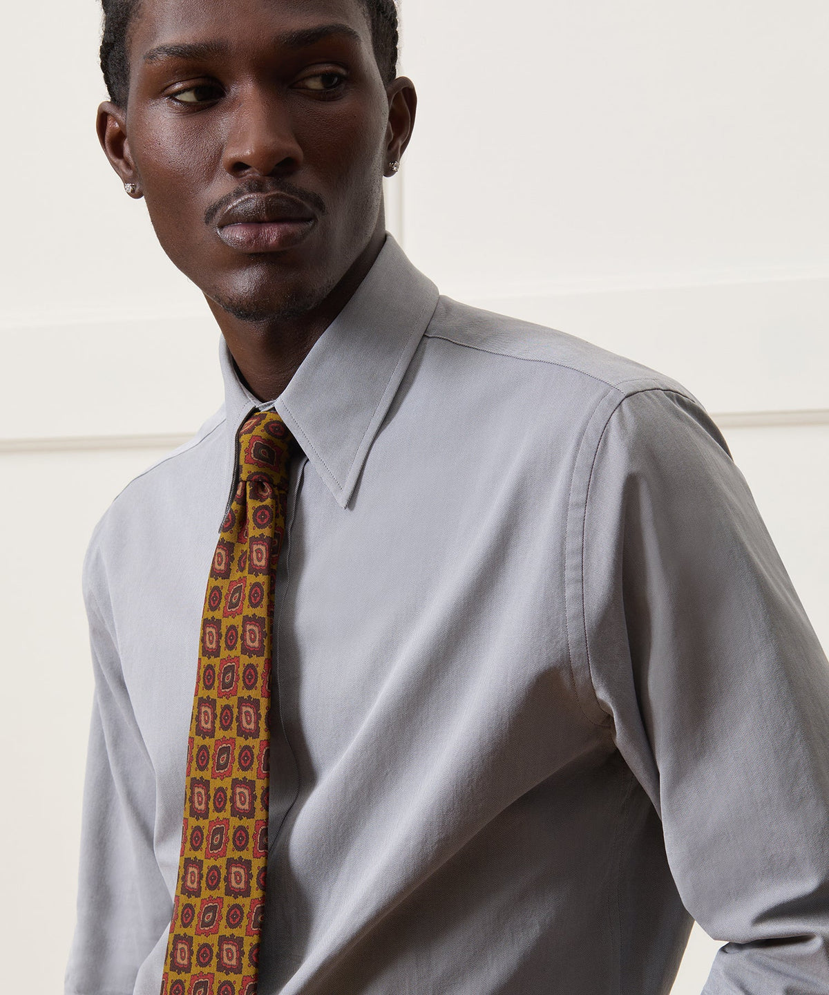 Todd Snyder Slim Twill Long Collar Dress Shirt - Grey