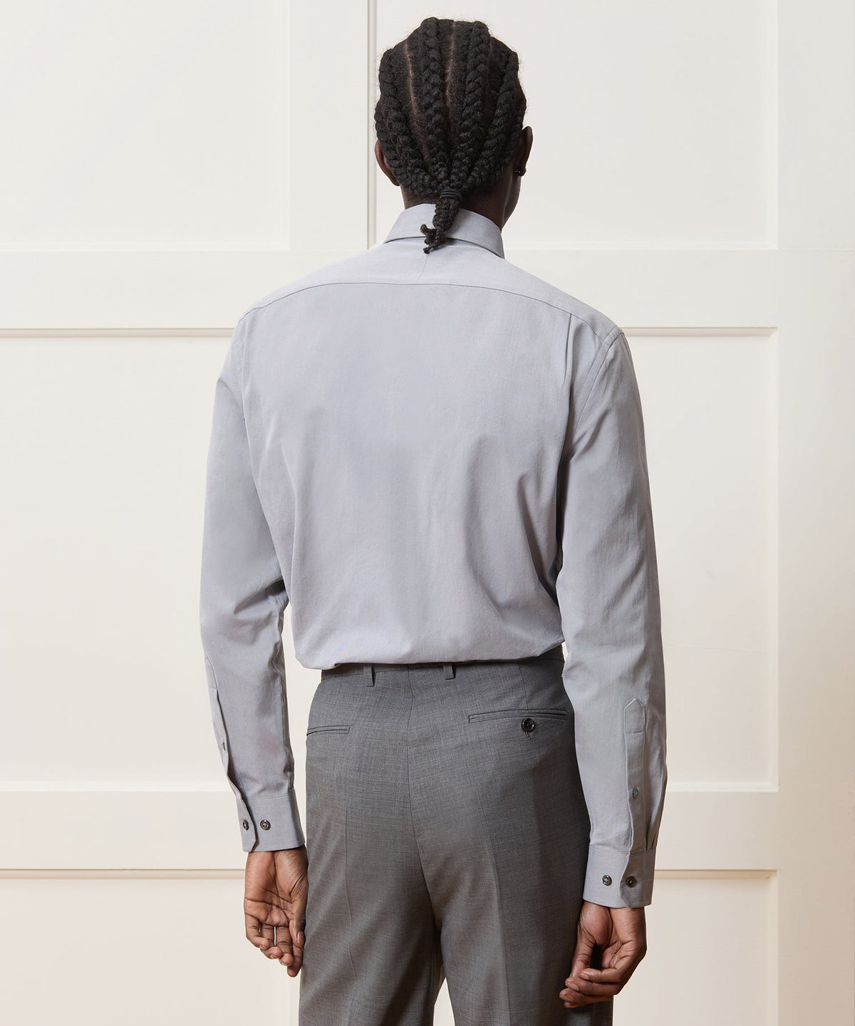 Todd Snyder Slim Twill Long Collar Dress Shirt - Grey