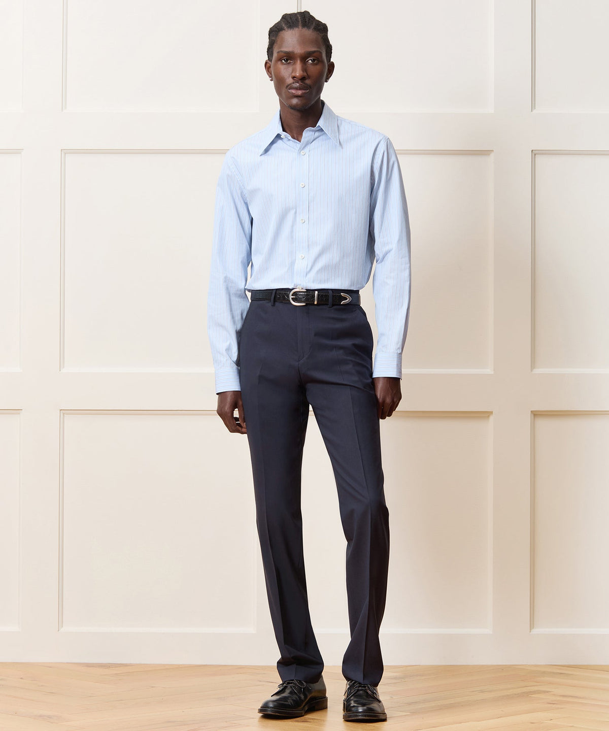Todd Snyder Poplin Long Point Collar Dress Shirt - Blue