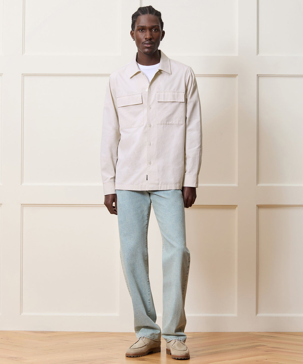 Todd Snyder Relaxed Twill CPO Overshirt - Beige