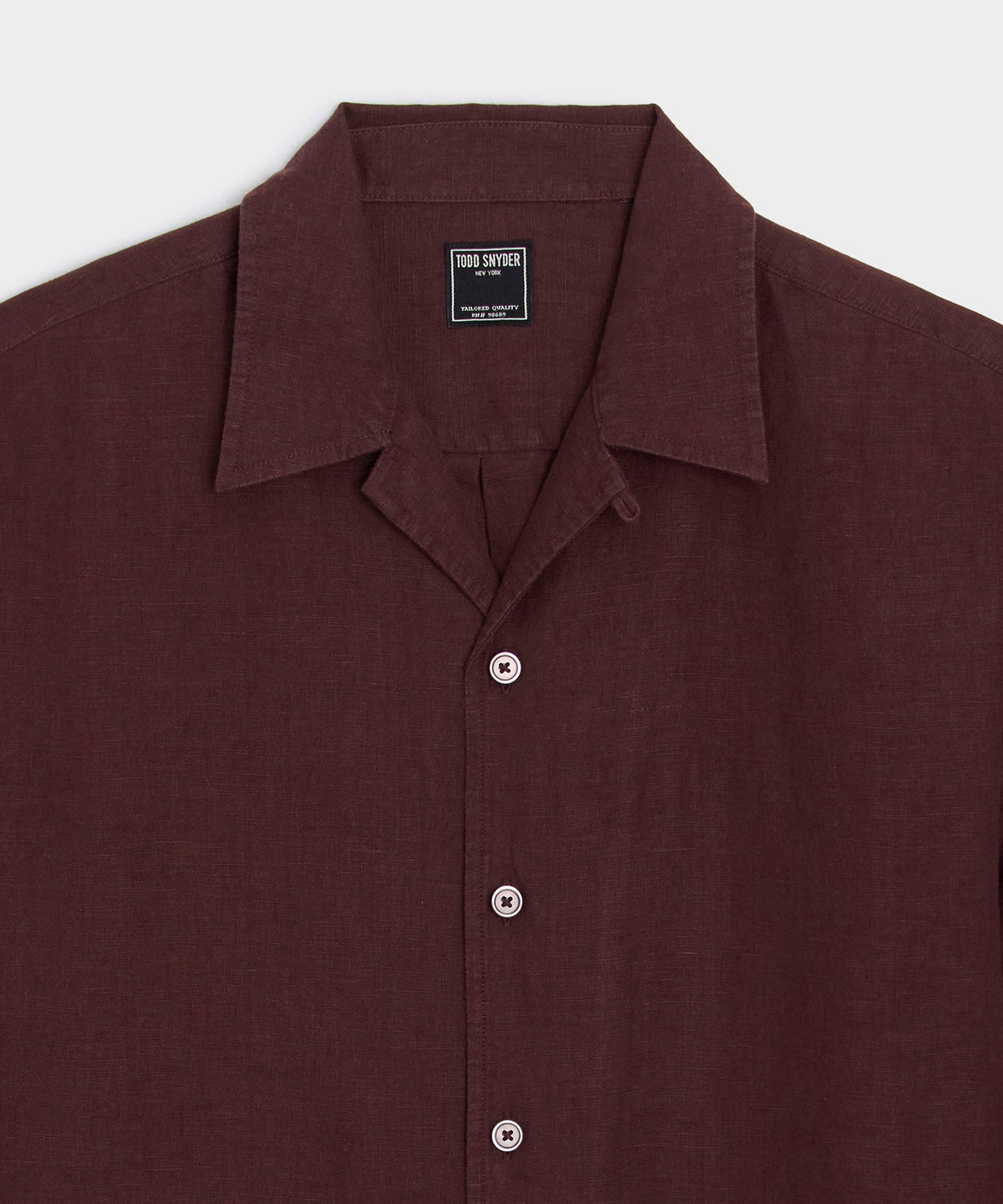 Todd Snyder Cropped Sea Soft Irish Linen Camp Collar Shirt - Blackberry