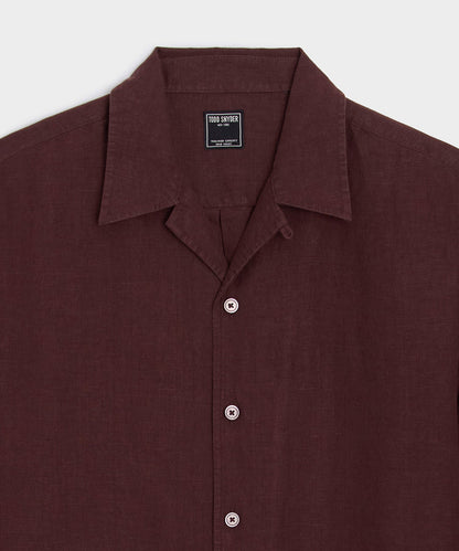 Todd Snyder Cropped Sea Soft Irish Linen Camp Collar Shirt - Blackberry