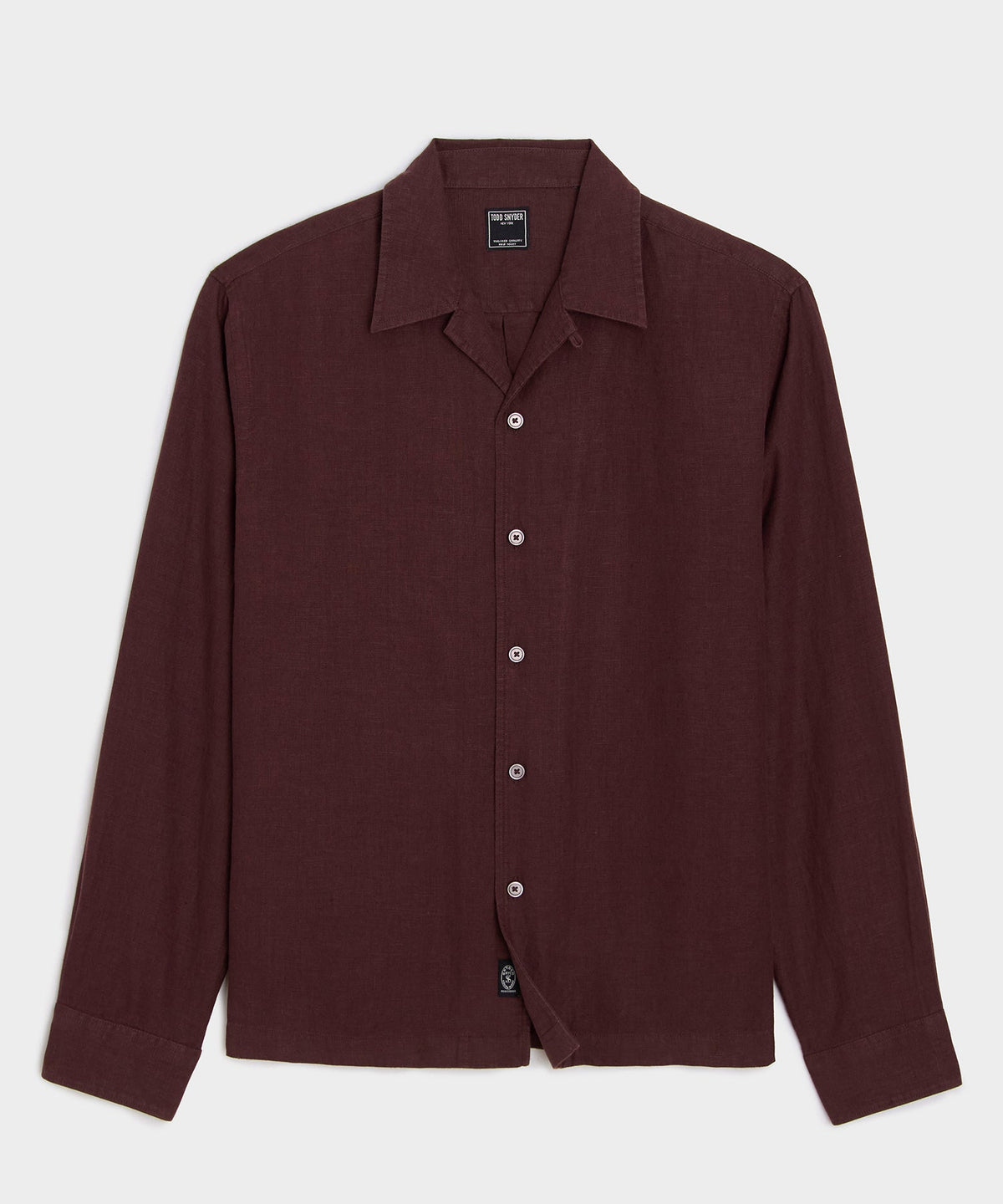 Todd Snyder Cropped Sea Soft Irish Linen Camp Collar Shirt - Blackberry