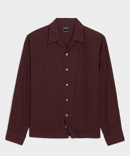 Todd Snyder Cropped Sea Soft Irish Linen Camp Collar Shirt - Blackberry